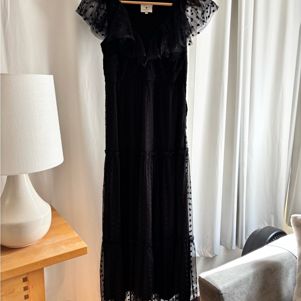 Tuckernuck Black Polka-Dot Maxi Dress